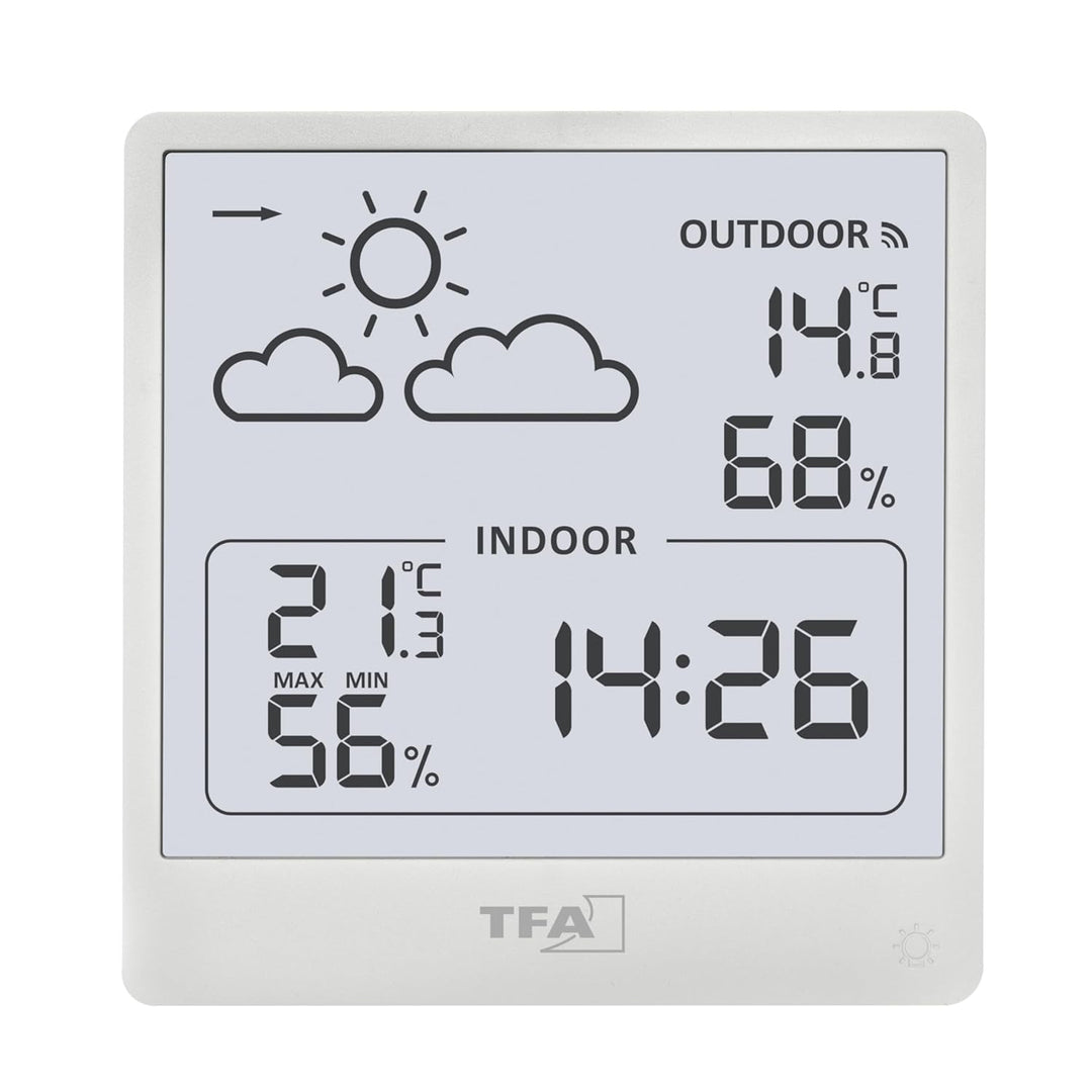 TFA Dostmann Cleo Funk Wetterstation innen/aussen, 35.1176.02, mit Aussensensor, Temperatur und Luft
