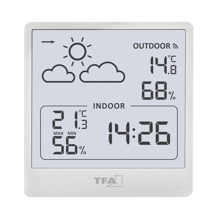 TFA Dostmann Cleo Funk Wetterstation innen/aussen, 35.1176.02, mit Aussensensor, Temperatur und Luft