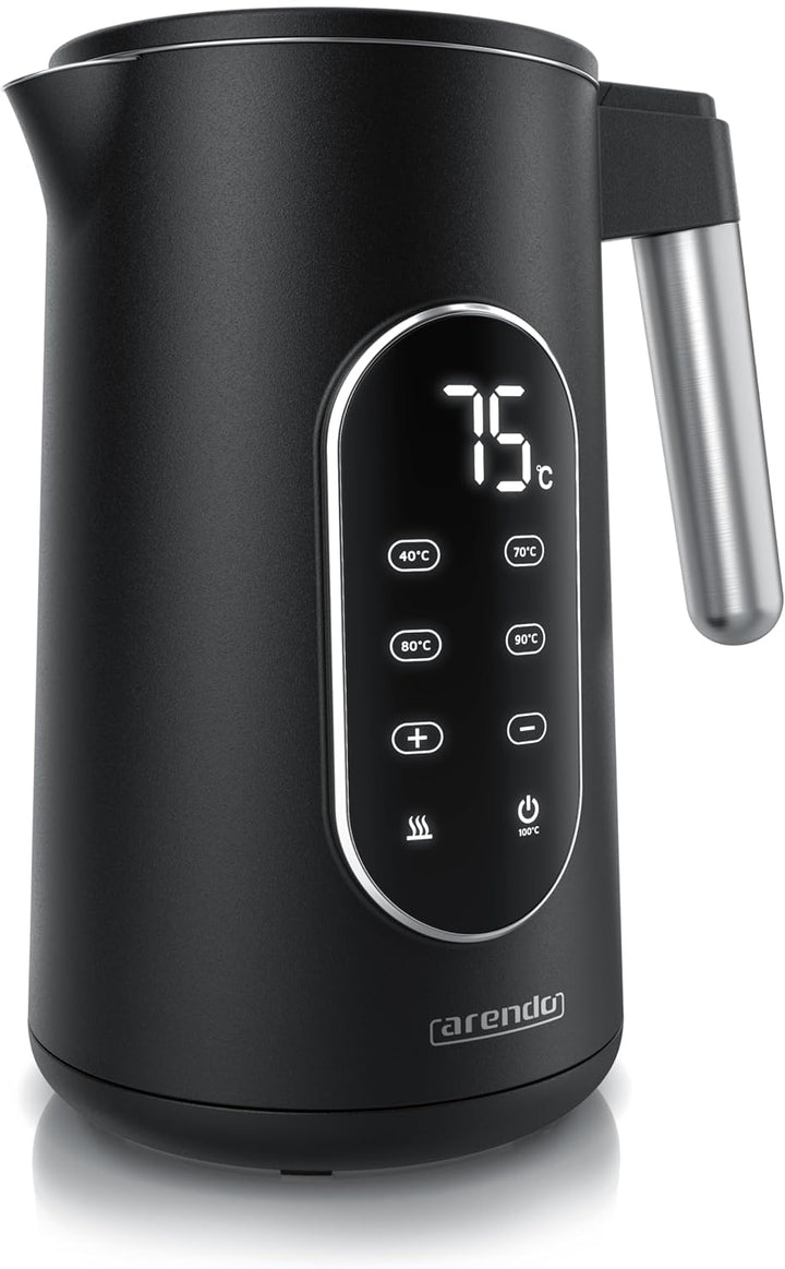 Arendo - digitaler Wasserkocher mit Temperatureinstellung - Edelstahl - Doppelwand Design Cool Touch