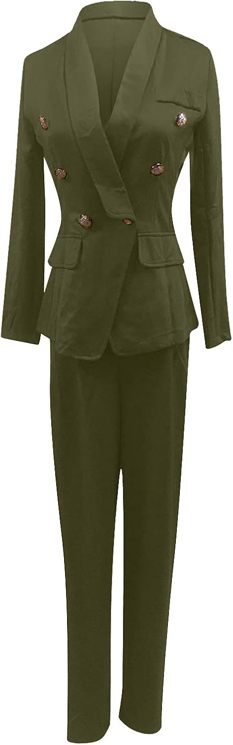Damen Langarm Knopf Unten Solide Farbe Anzug Hose Blazer Lässig Elegant Business-Anzug T-Shirt Damen