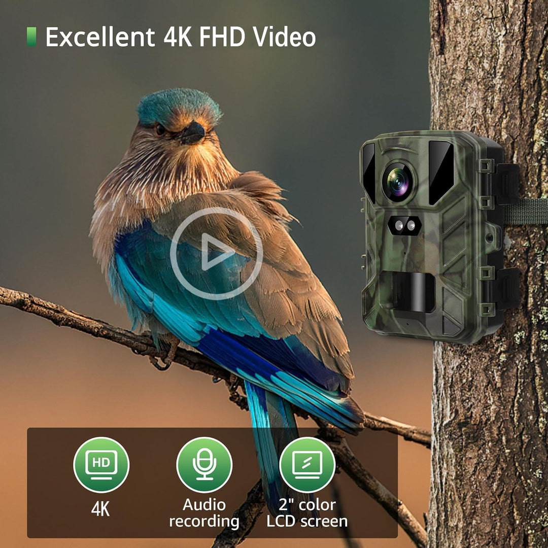 VanBangTec Mini Wildkamera 4K 50MP, Wildtierkamera mit Nachtsicht Bewegungsmelder 850 IR LEDs, 0,2s