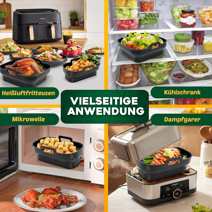 Heissluftfritteuse Zubehör für Philips Airfryer Dual Basket 3000-5000 serie 9L (6L/3L), 15 Stück Sil