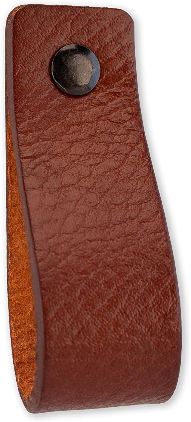 Brute Strength - Ledergriffe für Möbel - Cognac - 6 Stück - 16,5 x 2,5 cm - Schrankgriff, Türgriff f