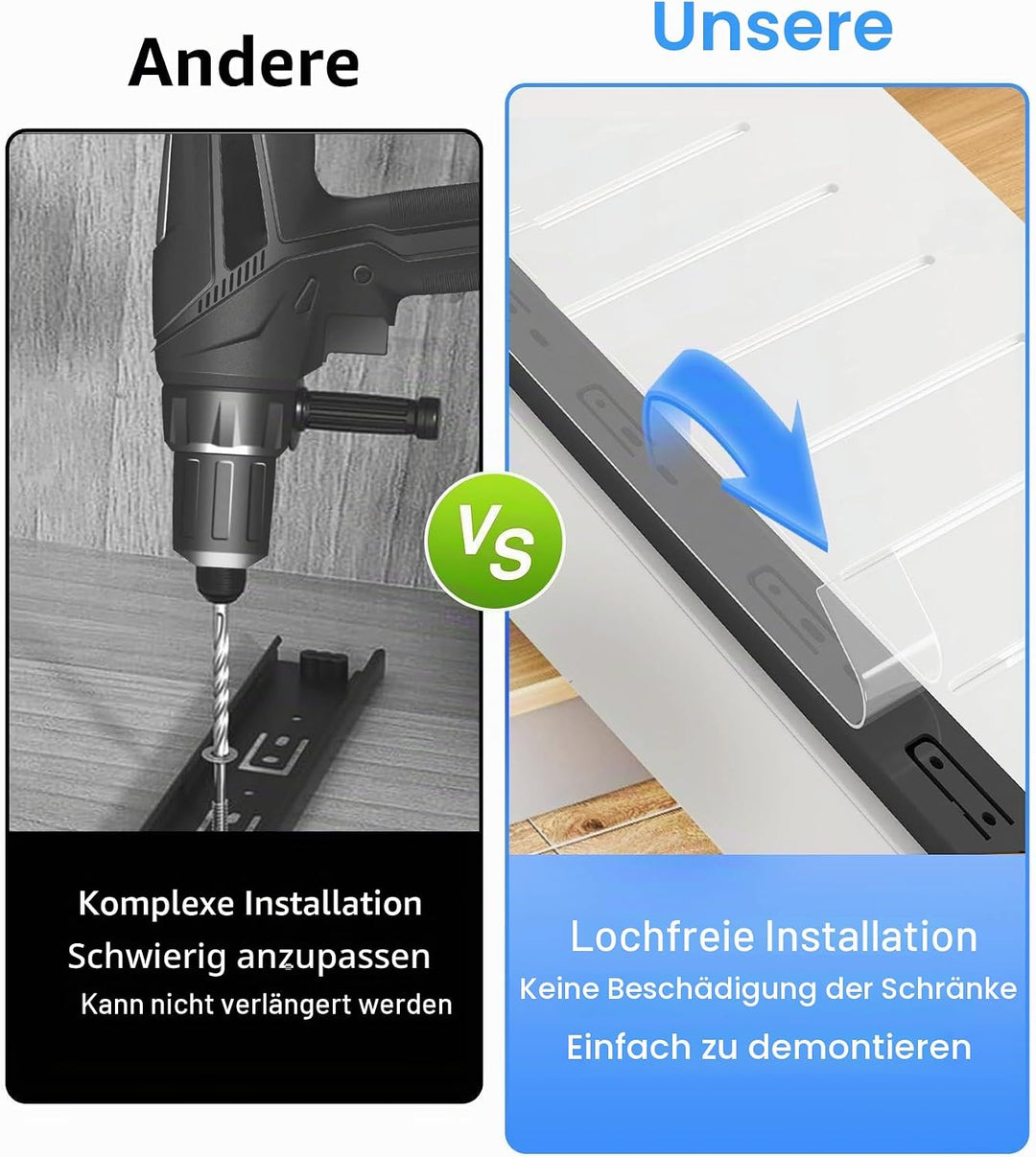 2 Ausziehbarer Schrank Organizer, Teleskopschublade Zum NachrüSten Kein Bohren Und Nageln Erforderli