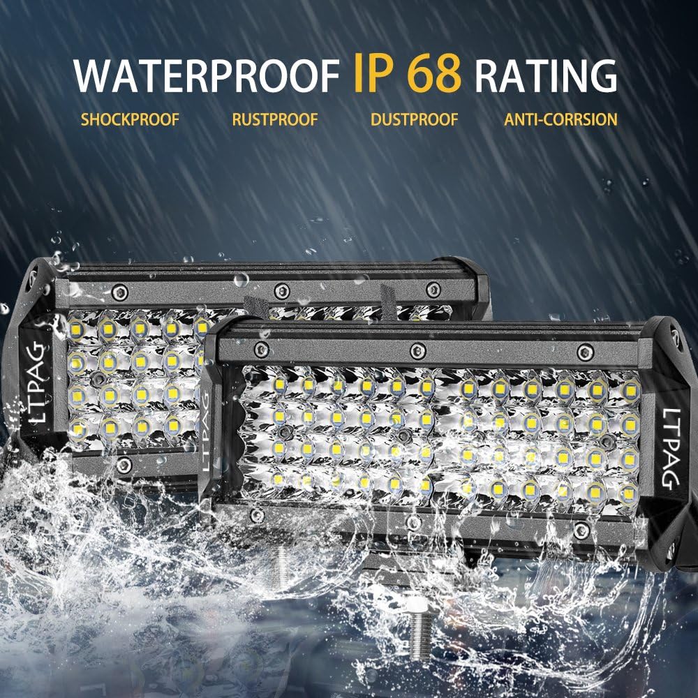 LTPAG 2 x 288W Scheinwerfer LED Zusatzscheinwerfer, 7" 28800LM Arbeitsscheinwerfer Auto 12V 24V LED