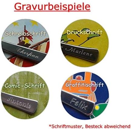 Kinderset Natura Dschungel-Tiere 7tlg. mit Gravur auf der Besteck-Rückseite (z.B. Namen) Kinderbeste