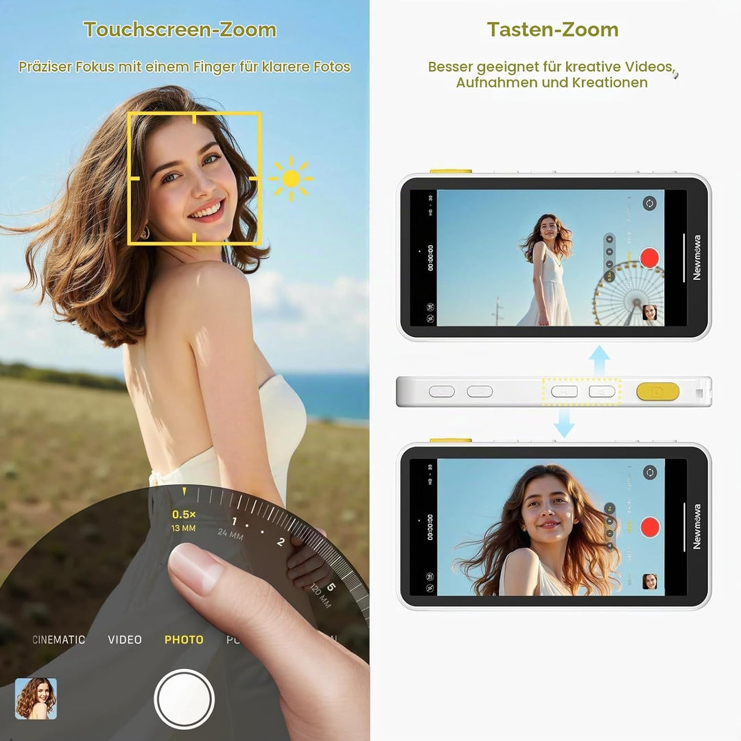 Newmowa Magnetischer Telefon Vlog Selfie Touchscreen Monitor mit Zoom,1080P Wireless Aufnahme,Telefo