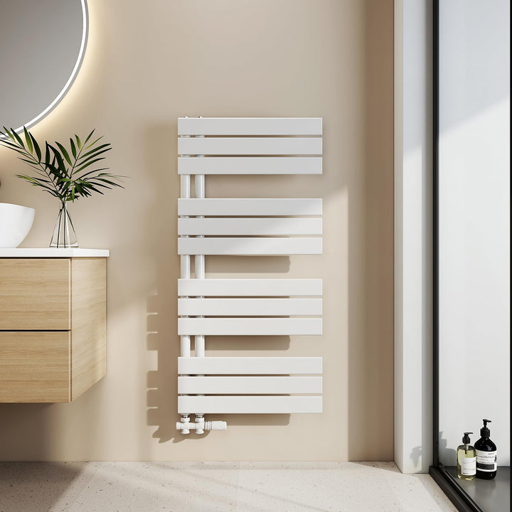 EMKE Badheizkörper Flach 1041x500 mm, Handtuchheizkörper mit Seitenanschluss, Effizienter Handtuchwä