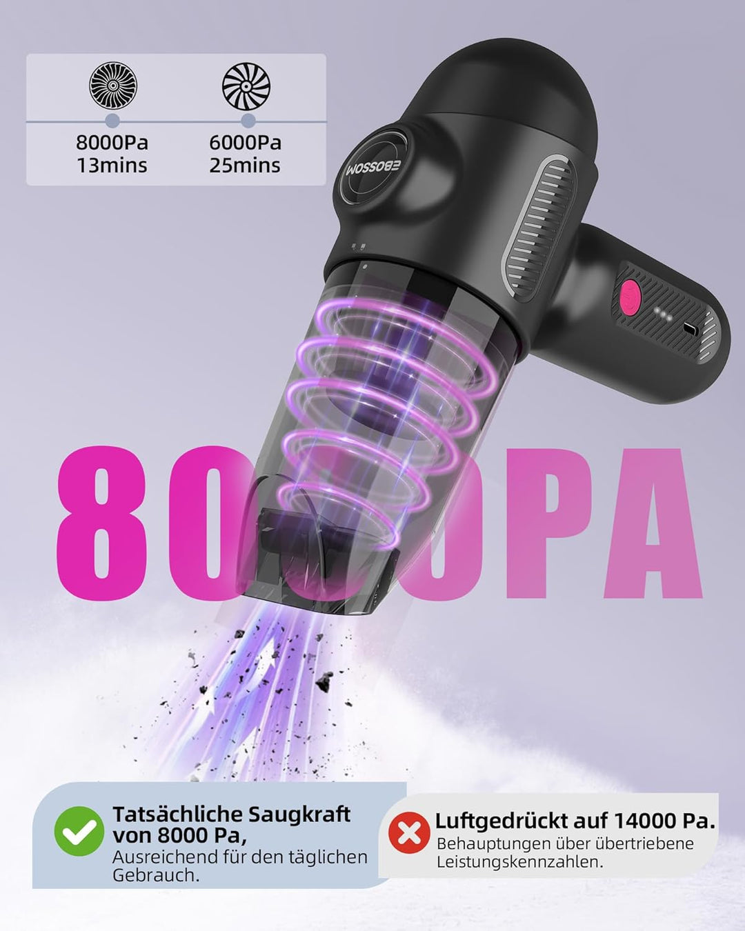 Handstaubsauger Akku 4in1 klein ,Mini Staubsauger Kabellos,Auto Staubsauger Stark,Autostaubsauger mi