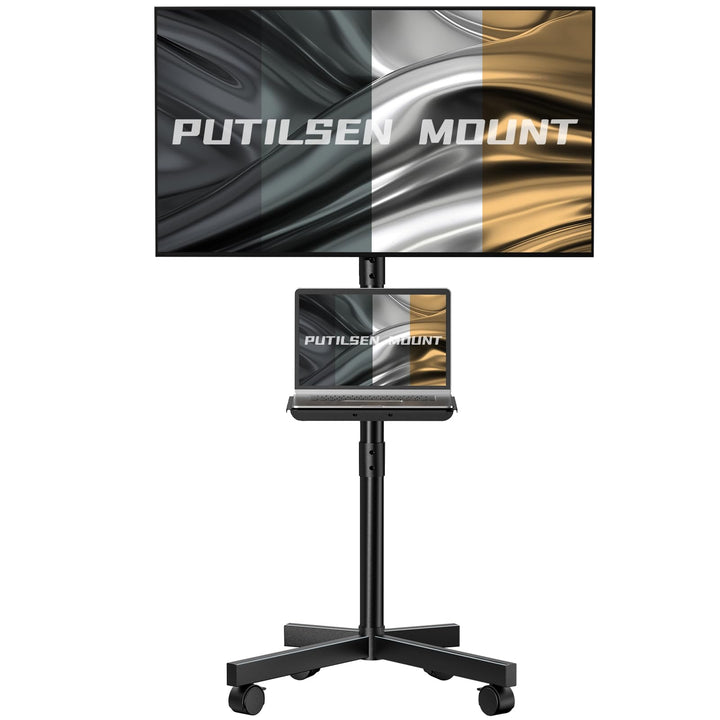 TV-Ständer Rollbar für 23-60 Zoll Fernseher - Höhenverstellbar Mobiler TV Ständer mit Rollen und Med