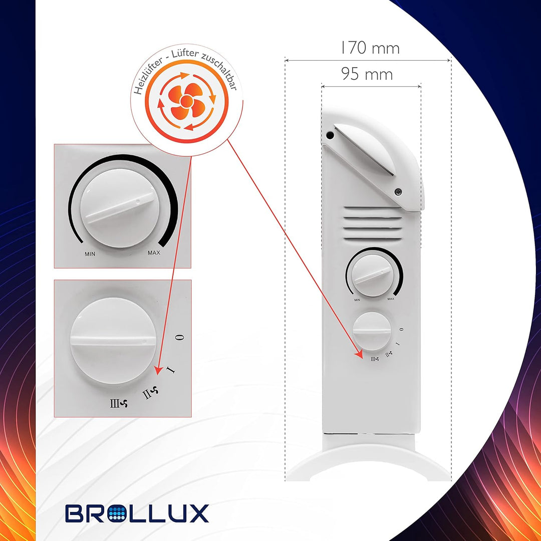 Elektroheizung 2000W LUX13 mobiles Heizgerät Thermoventilator Heizlüfter Elektroheizkörper weiss mob