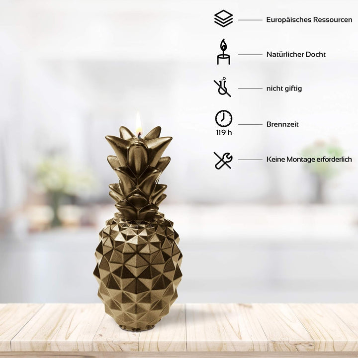 Candellana Ananas Paraffinkerze 100x100x210 mm - Messing Kerze Dekorativ - Kerzen Aesthetic 3D - Can