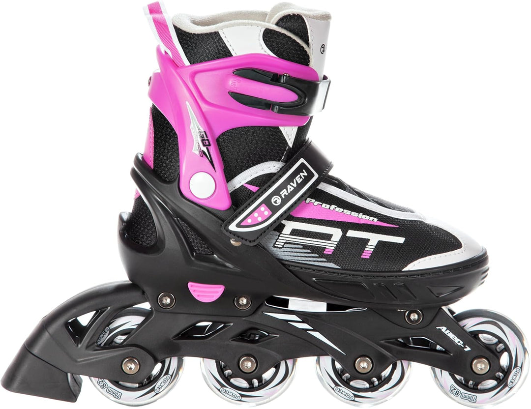 RAVEN Profession 2in1 Schlittschuhe Inlineskates Inliner für Kinder und Erwachsene verstellbar, Blac