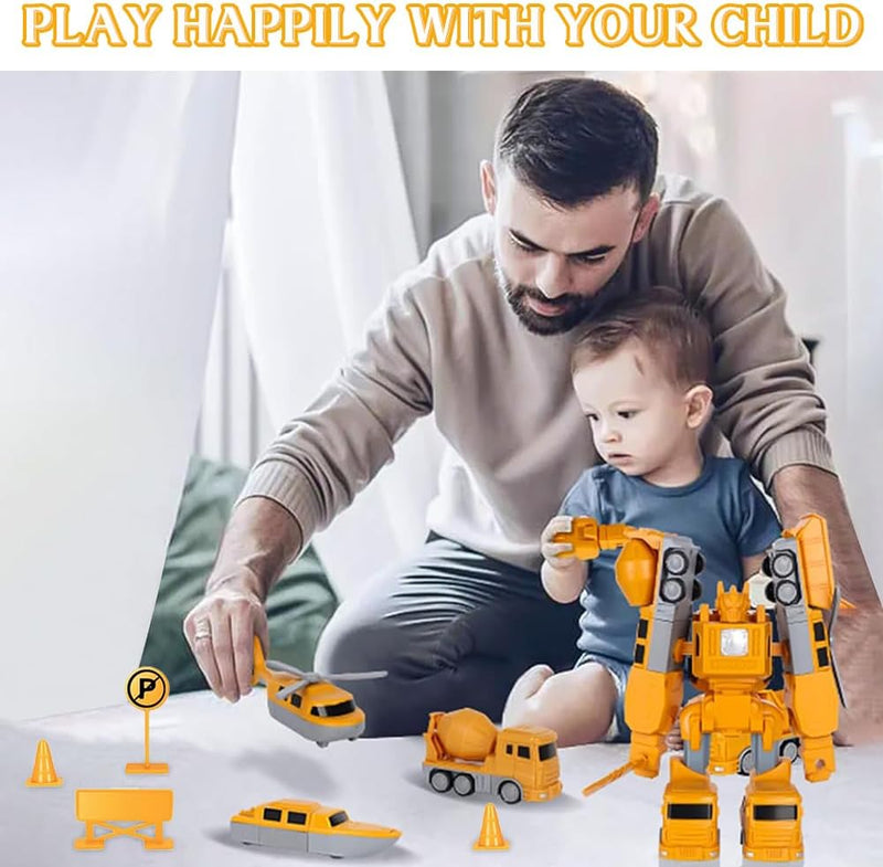 Dhqkqg 35pcs Magnetische Transform Spielzeug für Kinder, Verformung Roboter Baustellenfahrzeuge, Aut