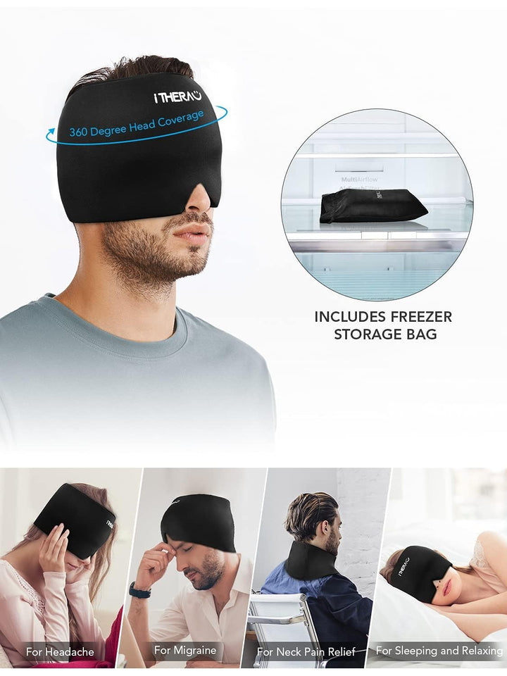 I-THERA-U Migräne Maske 2pcs - Wiederverwendbar 2 in 1 Schlafmaske Headache Hat, Kopfschmerzen Kühlp