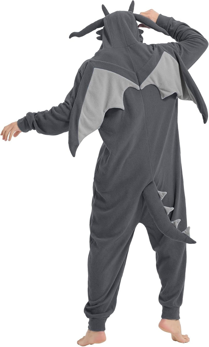 Focupaja Drache Onesie Erwachsene Tier-Cosplay Halloween Pyjamas Kostüme Teenager-Overall Einteiler
