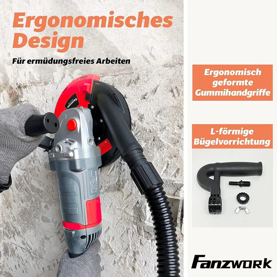 FANZWORK Betonschleifer Betonfräse Set mit Diamantschleiftopf und Absaughaube (2000W/180mm), 2000W/1