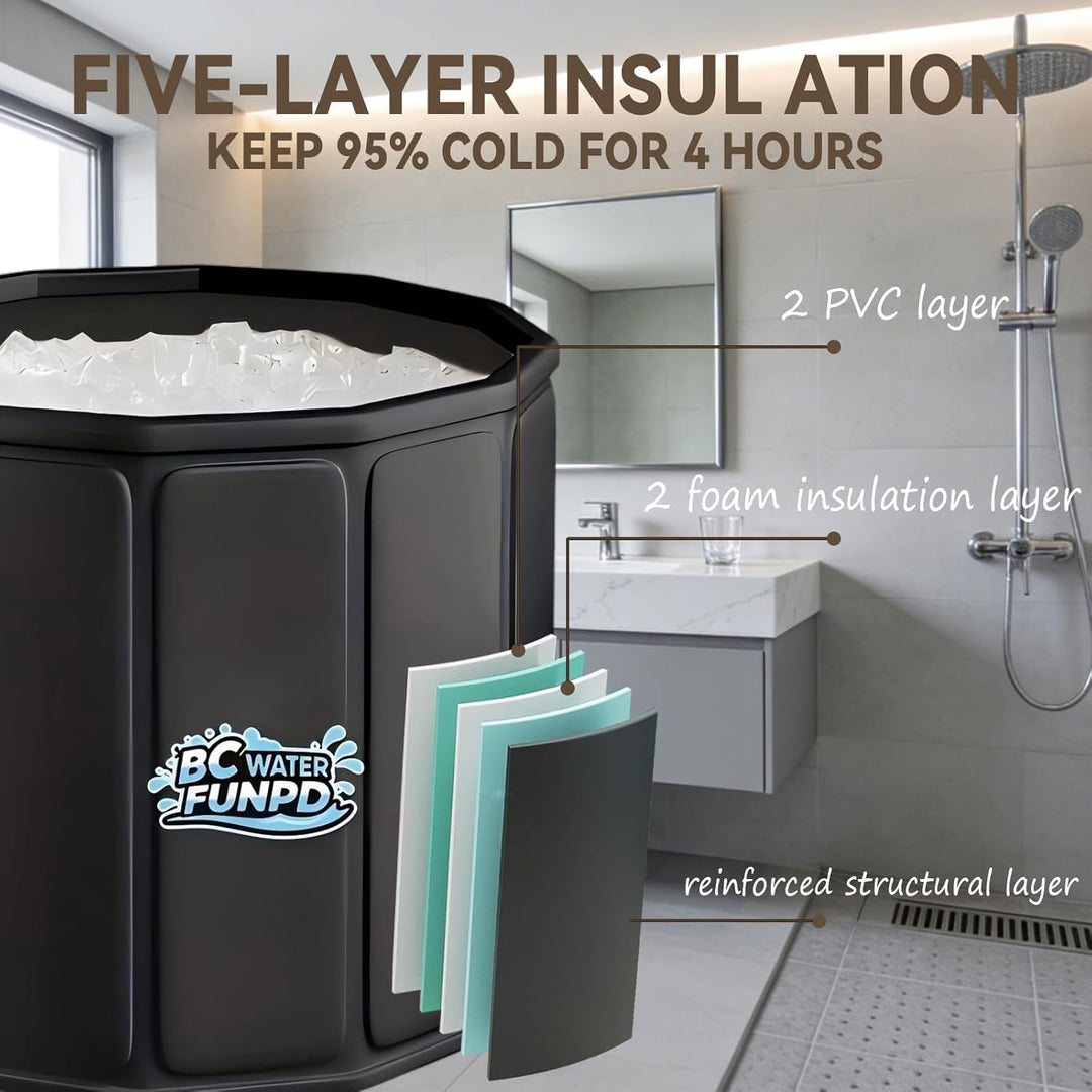 Eisbaden Tonne eistonne - Ø80x65cm Kaltwasser-Planschbecken für Regeneration & Kaltwassertherapie, E