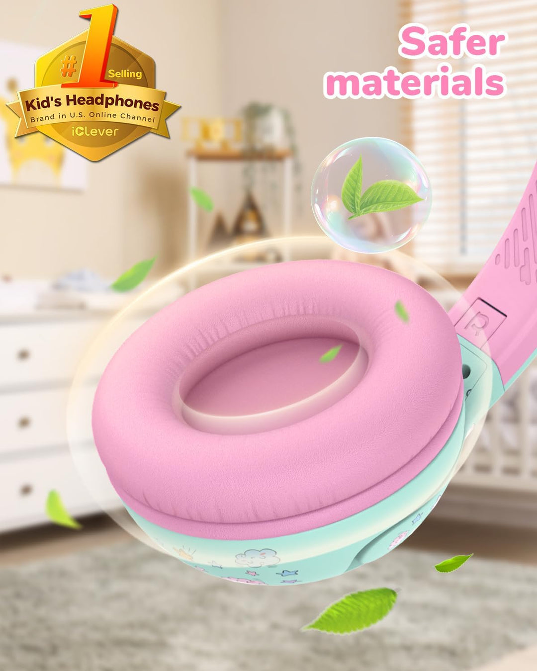 iClever Bluetooth Kopfhörer Kinder, 2+ Jahre alt CPC-Zertifiziert, 75/80dBA Sichere Begrenzte Lautst