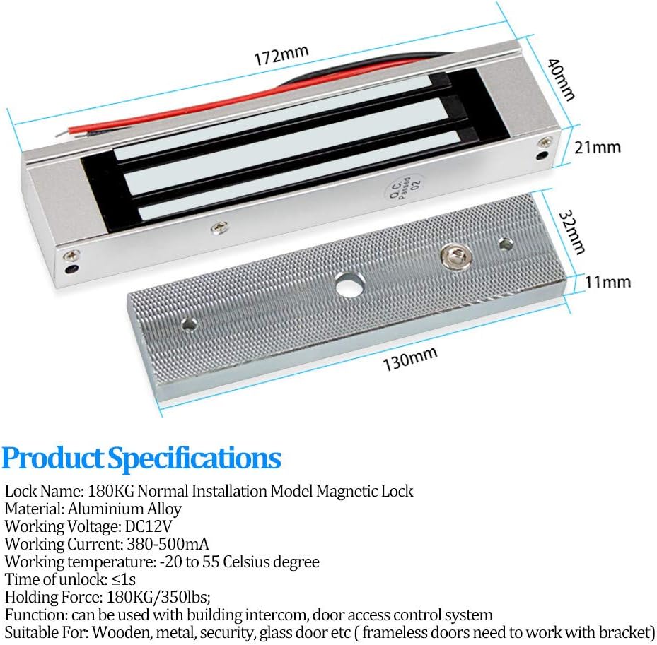 KDL RFID-Zutrittskontrollsystem-Kit wasserdichte Bedientastatur mit 180 kg Elektromagnetverschluss,