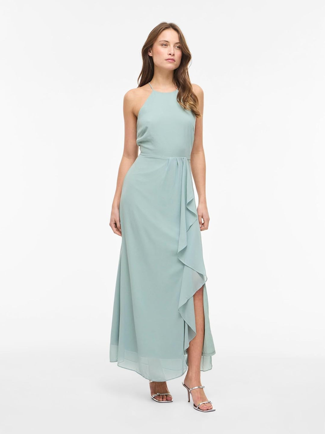 Vila Damen Vimilina S/L Maxi Dress/Su-Noos Kleid 34 Green Milieu, 34 Green Milieu