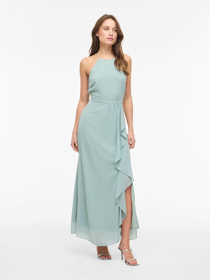 Vila Damen Vimilina S/L Maxi Dress/Su-Noos Kleid 34 Green Milieu, 34 Green Milieu