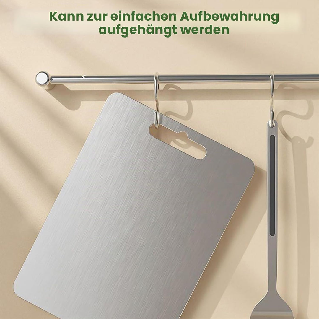 3 Stück Titan Schneidebrett Set, 304 Edelstahl Titanium Cutting Board, Doppelseitiges Lebensmittel G