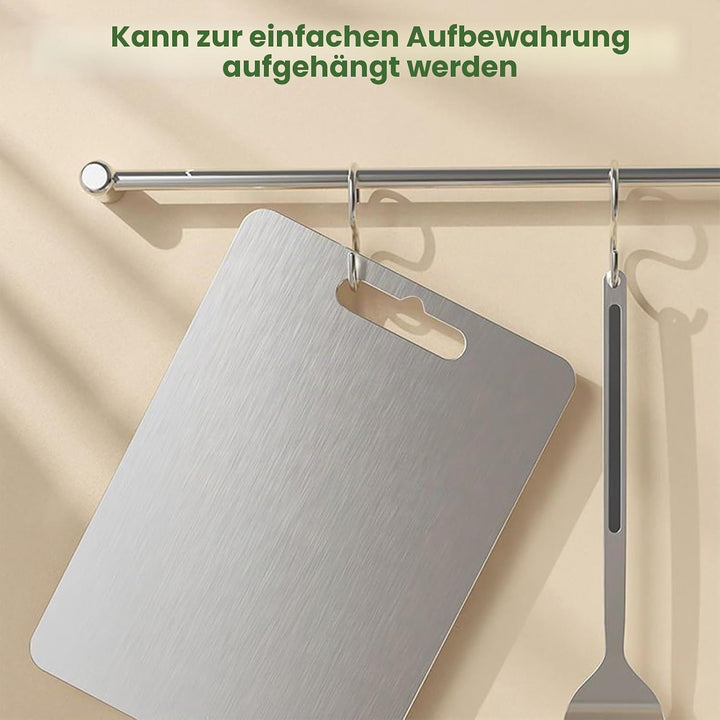 3 Stück Titan Schneidebrett Set, 304 Edelstahl Titanium Cutting Board, Doppelseitiges Lebensmittel G