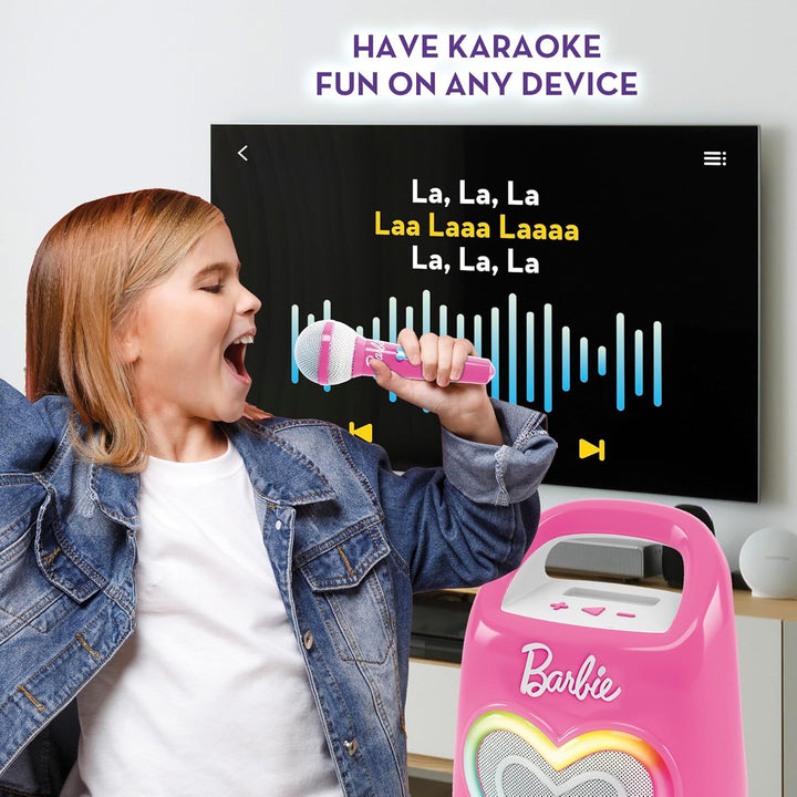 Lisciani - BARBIE PARTYMAKER High Tech Speaker & Microphone - Kinder Karaoke-Set - Mikrofon & Blueto