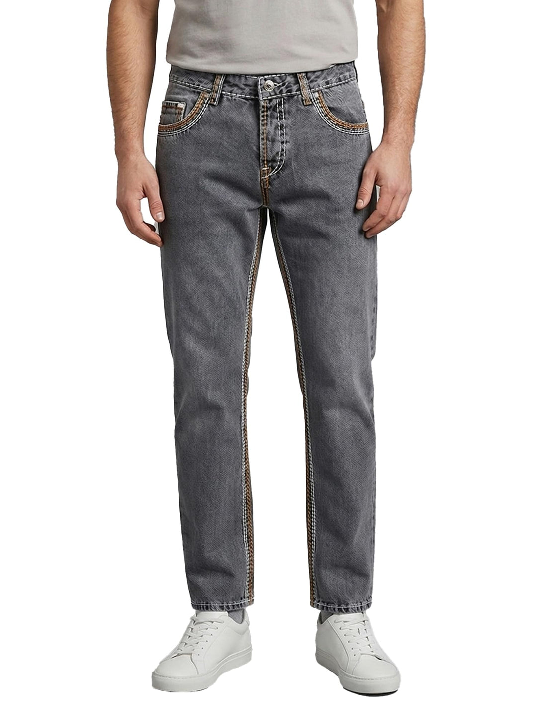 Rock Creek Herren Designer Jeans Hose Dicke Nähte Vintage Blau RC-2056 40W / 30L Dunkelgrau - Rc-216