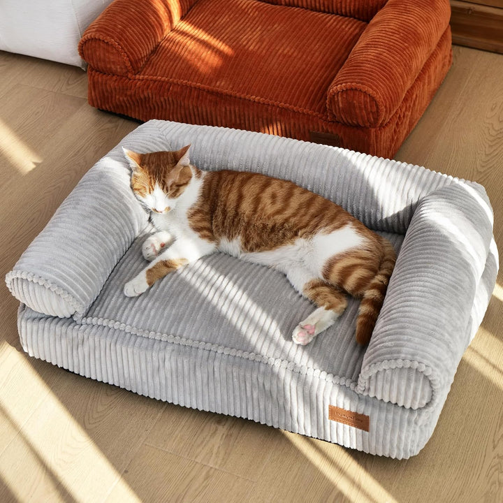 FUKUMARU Katzensofa Bett, Corduroy Gemütliches Katzenbett für drinnen mit abnehmbarem waschbarem Bez
