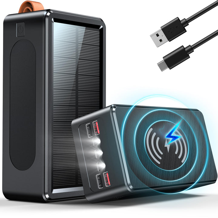 90000mAh Power Bank Solar Powerbank grosse tragbares Externer Handyakku 35W PD QC 3.0 Wireless Power
