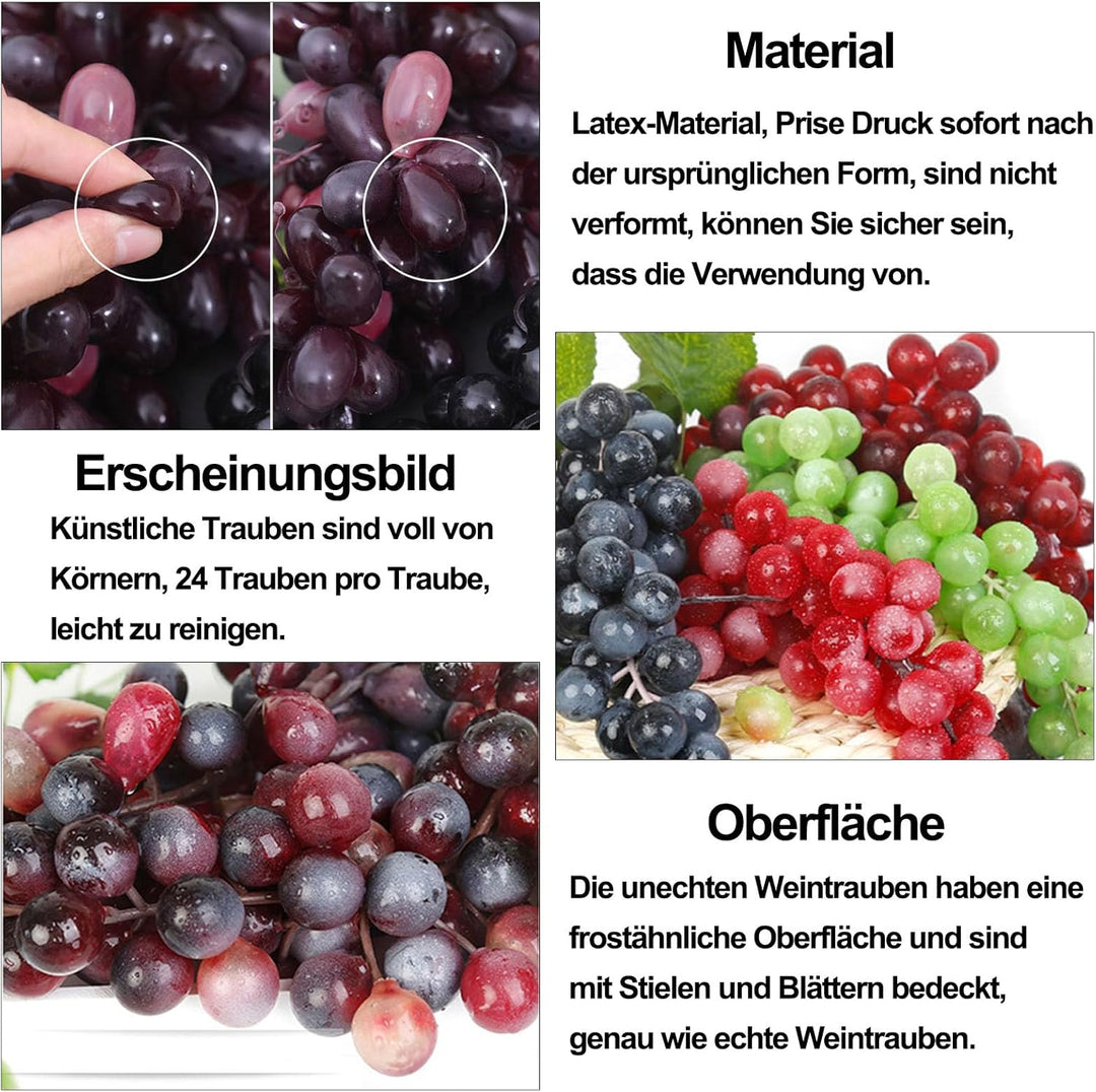 Kunststoff Weintrauben, 7 Stück Künstliche Weintrauben Deko, Künstliche Trauben Deko, Künstliche Tra