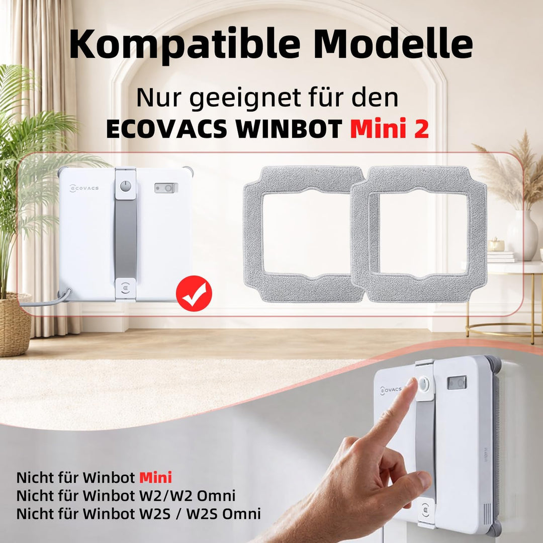 16 Stück Reinigungstücher für ECOVACS WINBOT Mini2 Fensterreiniger Roboter – Waschbare Mikrofaser Er