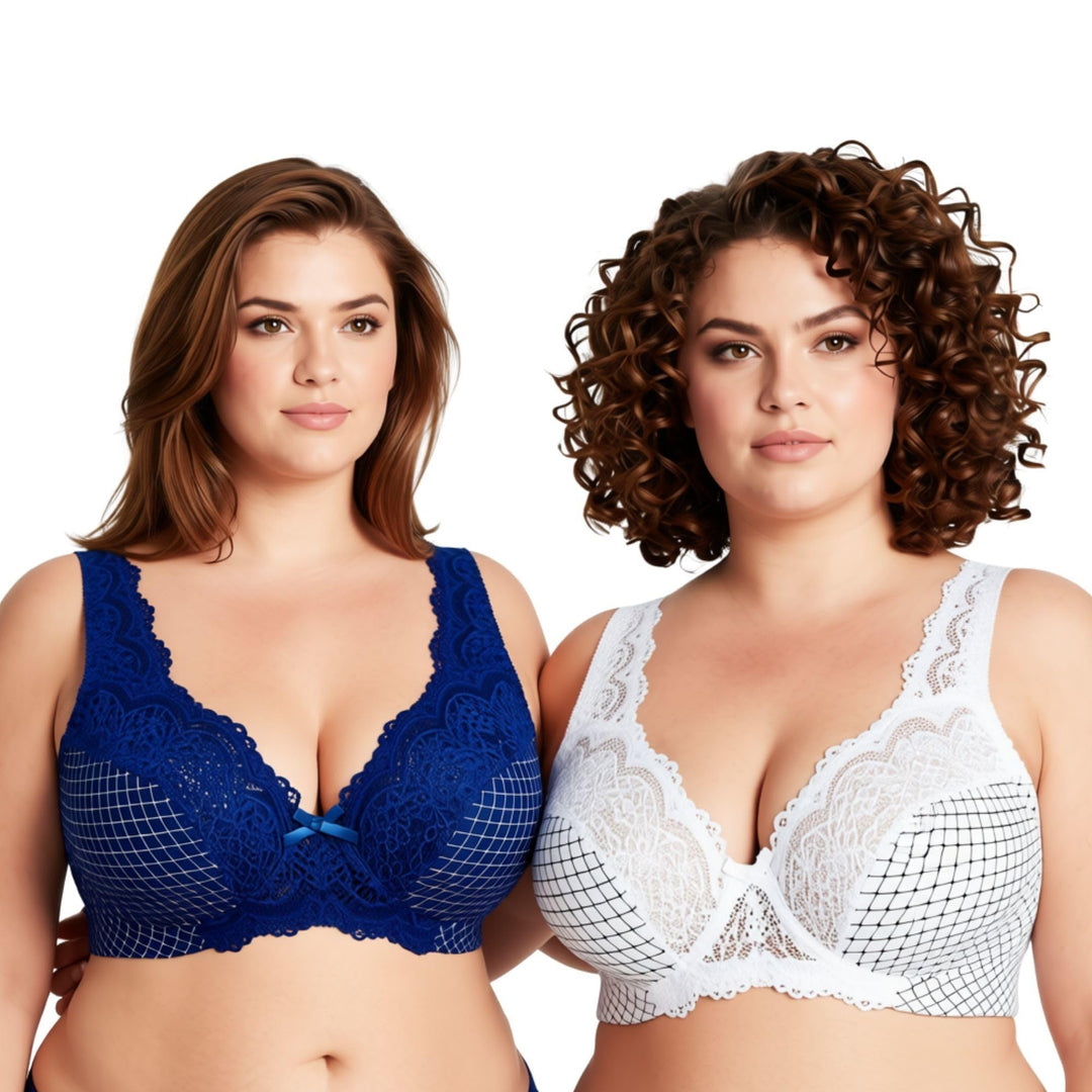 Curve Muse Damen Minimizer Ungefütterter Bügel-BH mit Spitzenstickerei - 2er Pack 75C Buttermilchdru