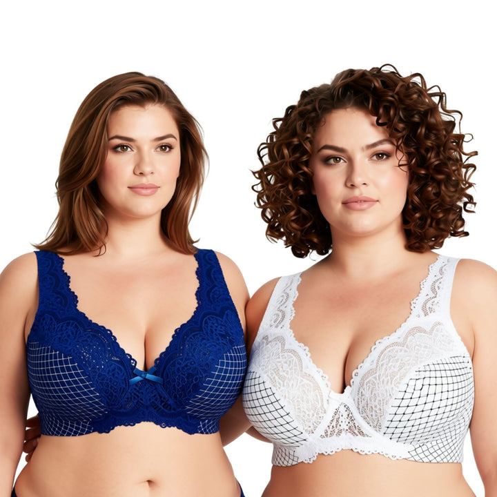 Curve Muse Damen Minimizer Ungefütterter Bügel-BH mit Spitzenstickerei - 2er Pack 75C Buttermilchdru