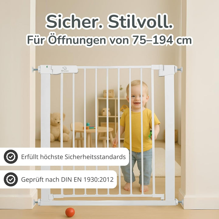 Luca Treppengitter ohne Bohren | Türgitter &amp; Treppenschutzgitter zum Klemmen | verlängerbar 75-194 c