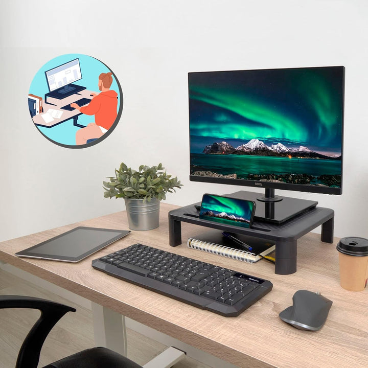 STEY ACCESORIOS Monitorständer, höhenverstellbarer Computer- und Laptop-Bildschirmständer mit abnehm