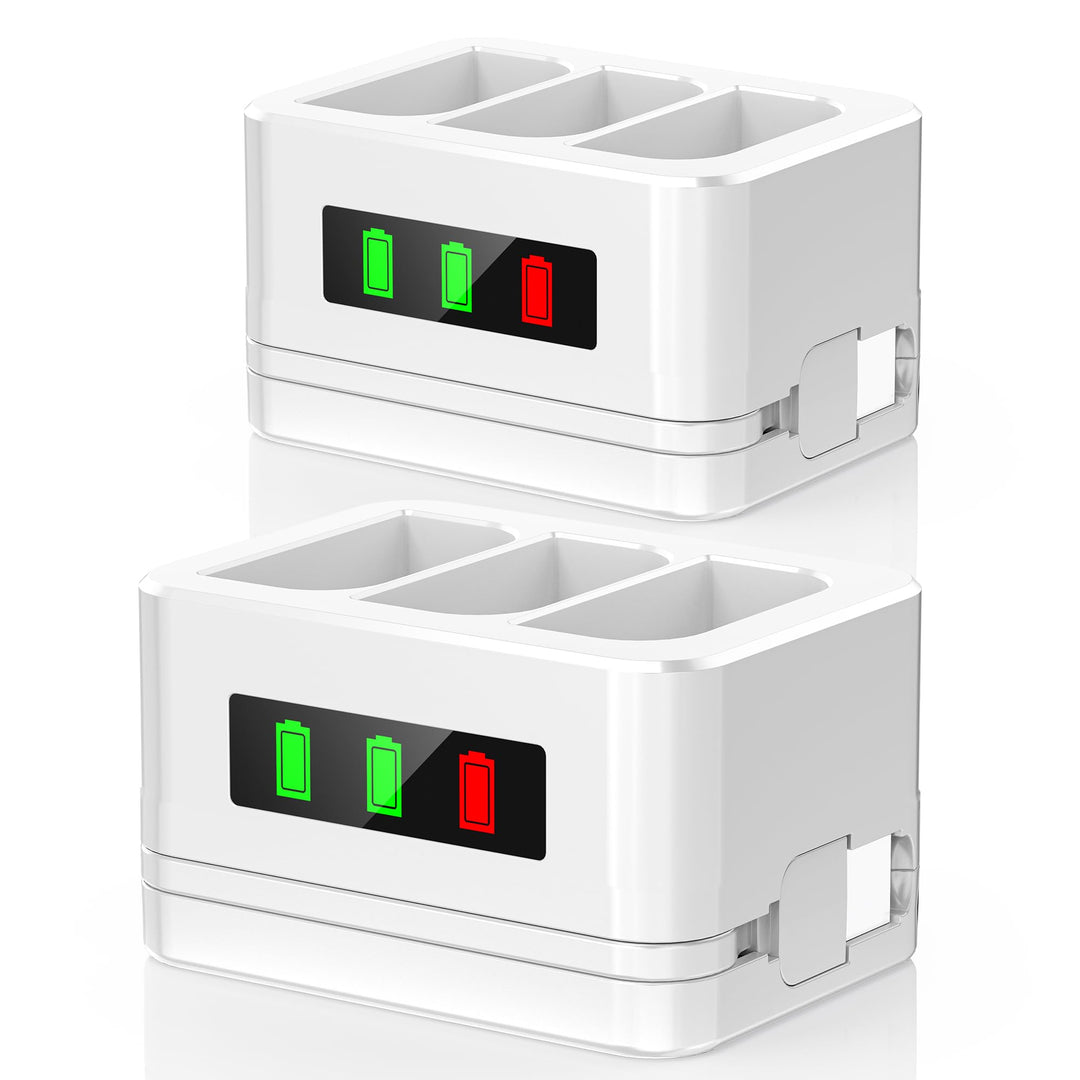 Upgraded, 2Pack 3.65V 6040mAh Ersatzbatterie mit Ladestation, LED Digitalanzeige, für Ring Türklinge