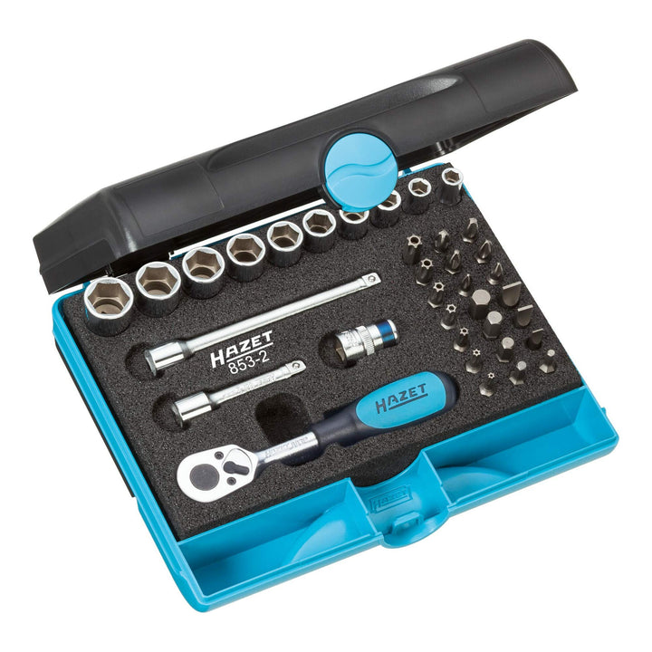Hazet 853-2 Steckschlüssel-Sortiment, 1/4-Zoll-Vierkant, 35-teilig, farbe