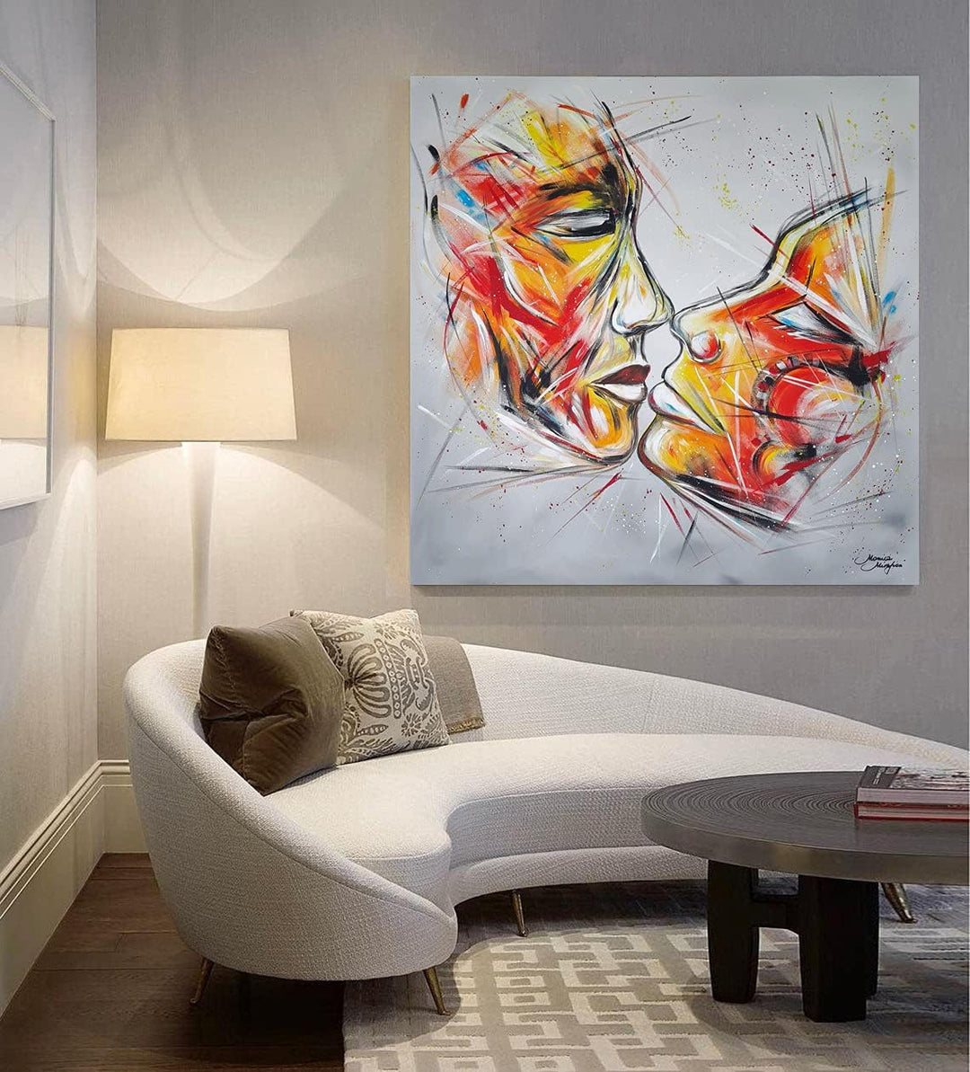 Monica Mirafiori I 100% HANDGEMALT I Gemälde Zwei Gesichter 90x90cm | Gemälde Handgemalt | Acrylgemä