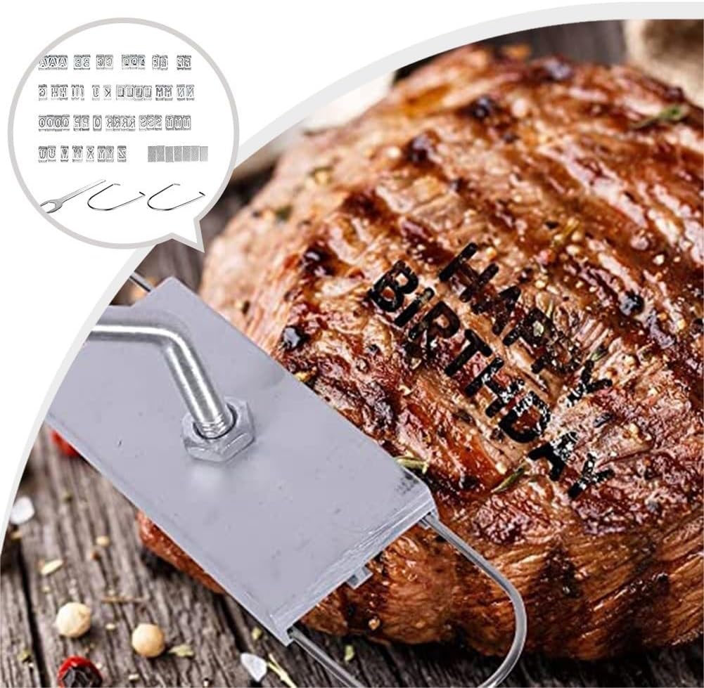 Grill Brandeisen Fleischgrill Brandeisen mit 55 Buchstaben Holzgriff Grillzubehör Brandeisen für Bur