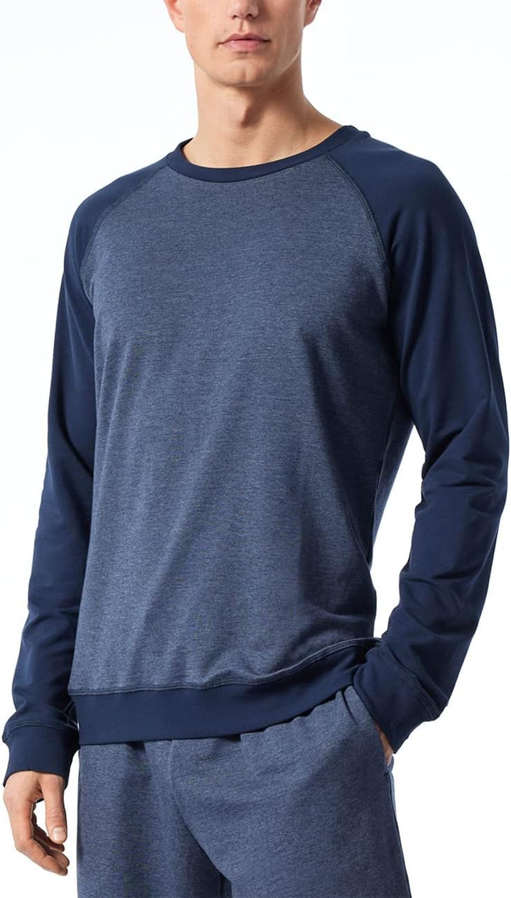 Schiesser Herren Langarmshirt Rundhals Pyjamaoberteil 56 Dunkelblau-gem., 56 Dunkelblau-gem.