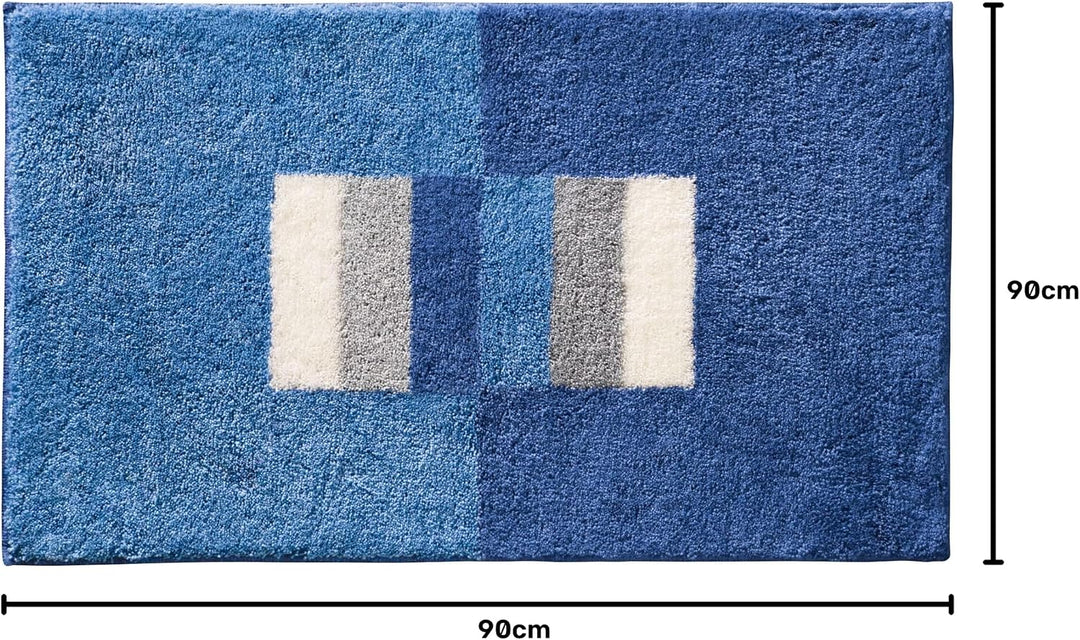 Erwin Müller Badematte Korfu, Badteppich rutschhemmend blau Grösse 90x90 cm - für Fussbodenheizung g