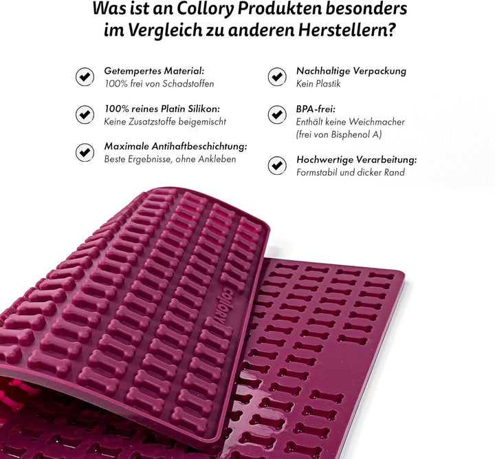 Collory® Mini Knochen (2cm) Silikon Backmatte, Backform für mini DIY Hundekekse und Leckerlis, Knoch