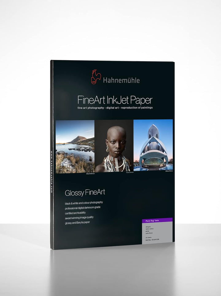 Hahnemühle 10641658 Digital FineArt Photo Rag Satin Papier, 310 g/m², DIN A3, 297 x 420 mm, weiss, 2