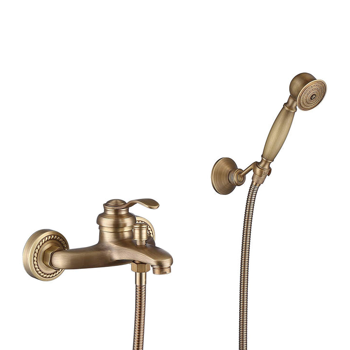 HomeLava Wannenarmatur Antik Messing Bad Dusche Armaturen Set Badewanne Wasserhahn Wandmontage mit H