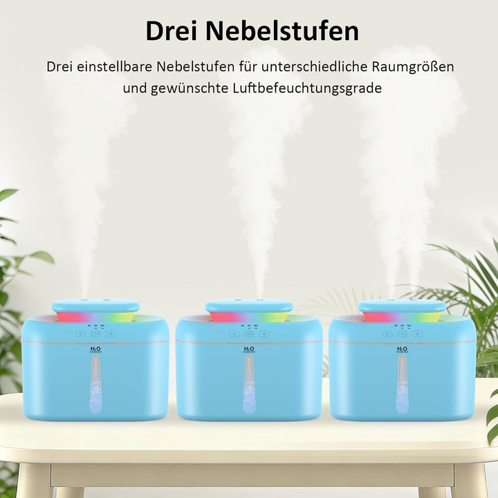 Luftbefeuchter fürs Schlafzimmer, 2000ml Kaltnebel-Luftbefeuchter für Zuhause, Ultraleise (28 db), L