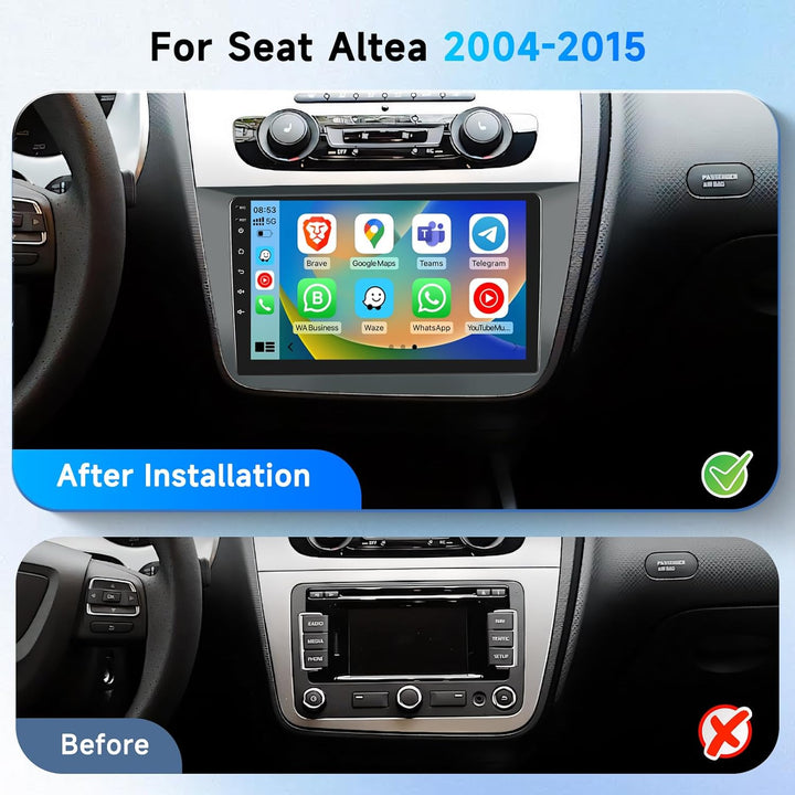 Podofo Android Carplay Autoradio für Seat Altea 2004-2015(Linkslenker), Android Auto HiFi GPS 9" Tou