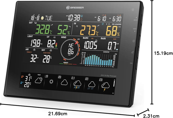 Bresser 11-Tage 4Cast CV WLAN Wetterstation 7-in-1 Solar, detaillierte Wettervorhersage, ProWeatherL
